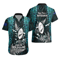 New Zealand Silver Fern Rugby Hawaiian Shirt Aotearoa All Black Dabbing Ball With Maori Paua Shell - Wonder Print Shop