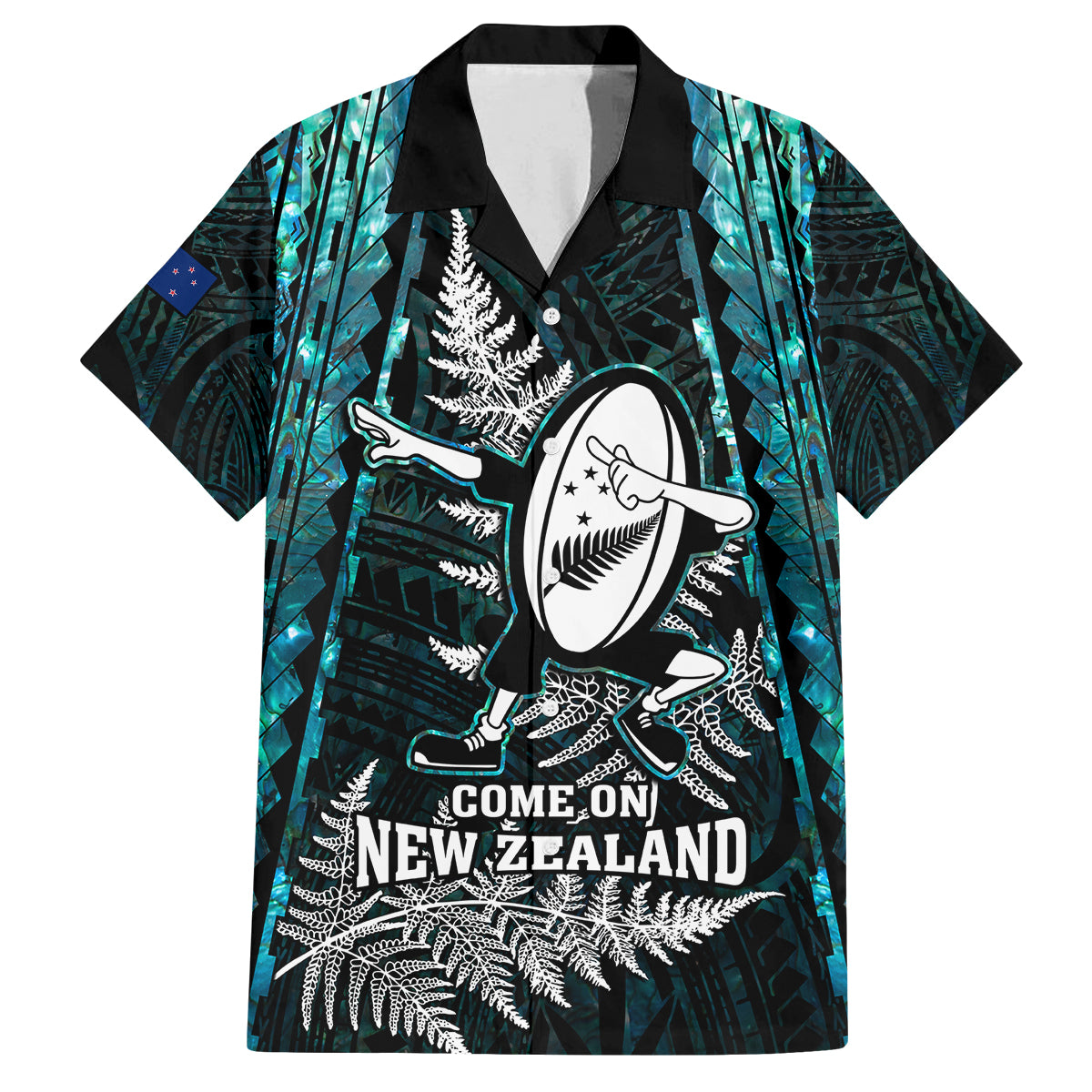new-zealand-silver-fern-rugby-kid-hawaiian-shirt-aotearoa-all-black-dabbing-ball-with-maori-paua-shell