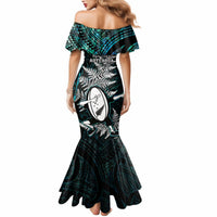 New Zealand Silver Fern Rugby Mermaid Dress Aotearoa All Black Dabbing Ball With Maori Paua Shell - Wonder Print Shop