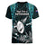 New Zealand Silver Fern Rugby Women V Neck T Shirt Aotearoa All Black Dabbing Ball With Maori Paua Shell - Wonder Print Shop