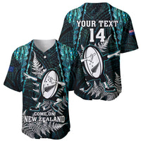 Custom New Zealand Silver Fern Rugby Baseball Jersey Aotearoa All Black Dabbing Ball With Maori Paua Shell - Wonder Print Shop