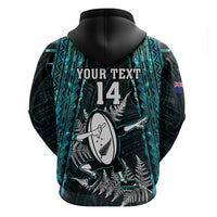 Custom New Zealand Silver Fern Rugby Hoodie Aotearoa All Black Dabbing Ball With Maori Paua Shell - Wonder Print Shop
