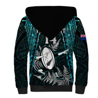 Custom New Zealand Silver Fern Rugby Sherpa Hoodie Aotearoa All Black Dabbing Ball With Maori Paua Shell - Wonder Print Shop