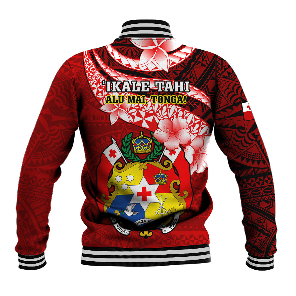 Tonga Rugby Baseball Jacket Ikale Tahi Tongan Ngatu Pattern With Dabbing Ball - Wonder Print Shop