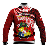 Tonga Rugby Baseball Jacket Ikale Tahi Tongan Ngatu Pattern With Dabbing Ball - Wonder Print Shop