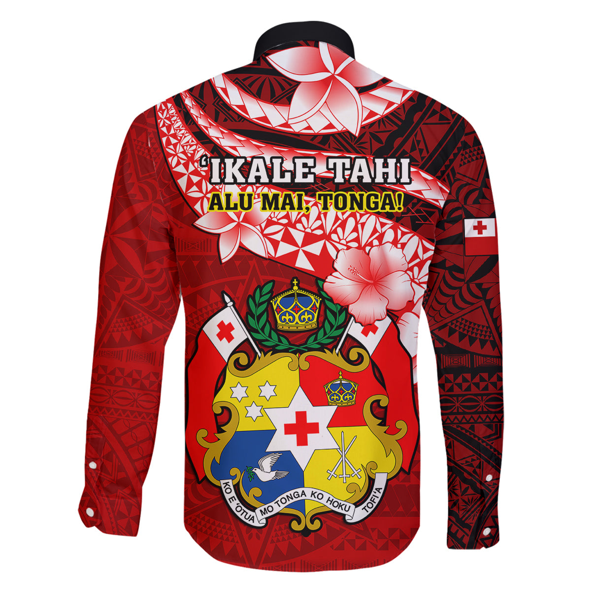 Tonga Rugby Family Matching Long Sleeve Bodycon Dress and Hawaiian Shirt Ikale Tahi Tongan Ngatu Pattern With Dabbing Ball - Wonder Print Shop