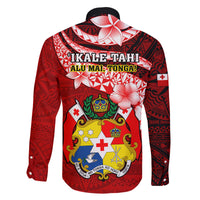 Tonga Rugby Family Matching Short Sleeve Bodycon Dress and Hawaiian Shirt Ikale Tahi Tongan Ngatu Pattern With Dabbing Ball - Wonder Print Shop