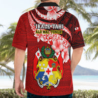 Tonga Rugby Hawaiian Shirt Ikale Tahi Tongan Ngatu Pattern With Dabbing Ball - Wonder Print Shop