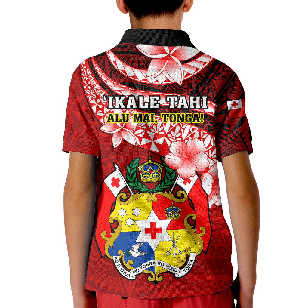 Tonga Rugby Kid Polo Shirt Ikale Tahi Tongan Ngatu Pattern With Dabbing Ball - Wonder Print Shop