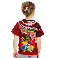 Tonga Rugby Kid T Shirt Ikale Tahi Tongan Ngatu Pattern With Dabbing Ball - Wonder Print Shop