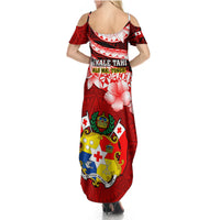 Tonga Rugby Summer Maxi Dress Ikale Tahi Tongan Ngatu Pattern With Dabbing Ball - Wonder Print Shop