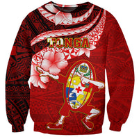 Tonga Rugby Sweatshirt Ikale Tahi Tongan Ngatu Pattern With Dabbing Ball - Wonder Print Shop