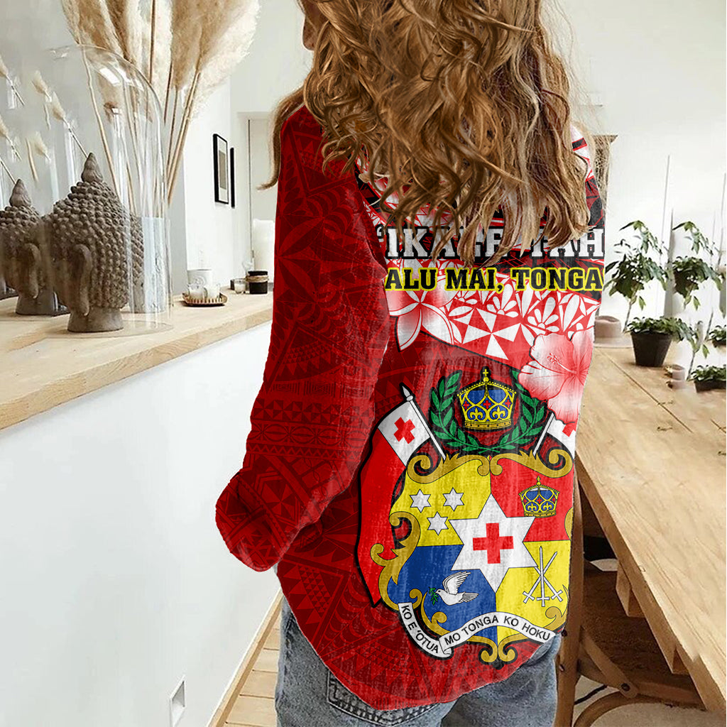 Tonga Rugby Women Casual Shirt Ikale Tahi Tongan Ngatu Pattern With Dabbing Ball - Wonder Print Shop