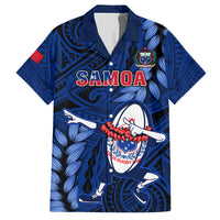 Samoa Rugby Family Matching Mermaid Dress and Hawaiian Shirt Manu Samoa Ula Fala Dabbing Ball Polynesian Blue Version - Wonder Print Shop
