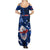 Samoa Rugby Family Matching Summer Maxi Dress and Hawaiian Shirt Manu Samoa Ula Fala Dabbing Ball Polynesian Blue Version - Wonder Print Shop