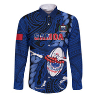 Samoa Rugby Family Matching Tank Maxi Dress and Hawaiian Shirt Manu Samoa Ula Fala Dabbing Ball Polynesian Blue Version - Wonder Print Shop