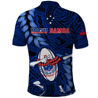 Samoa Rugby Polo Shirt Manu Samoa Ula Fala Dabbing Ball Polynesian Blue Version - Wonder Print Shop