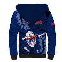 Samoa Rugby Sherpa Hoodie Manu Samoa Ula Fala Dabbing Ball Polynesian Blue Version - Wonder Print Shop