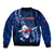 Samoa Rugby Sleeve Zip Bomber Jacket Manu Samoa Ula Fala Dabbing Ball Polynesian Blue Version - Wonder Print Shop