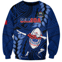 Samoa Rugby Sweatshirt Manu Samoa Ula Fala Dabbing Ball Polynesian Blue Version - Wonder Print Shop