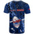 Samoa Rugby T Shirt Manu Samoa Ula Fala Dabbing Ball Polynesian Blue Version - Wonder Print Shop
