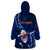 Samoa Rugby Wearable Blanket Hoodie Manu Samoa Ula Fala Dabbing Ball Polynesian Blue Version - Wonder Print Shop