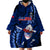 Samoa Rugby Wearable Blanket Hoodie Manu Samoa Ula Fala Dabbing Ball Polynesian Blue Version - Wonder Print Shop