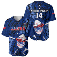 Custom Samoa Rugby Baseball Jersey Manu Samoa Ula Fala Dabbing Ball Polynesian Blue Version - Wonder Print Shop