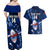 Custom Samoa Rugby Couples Matching Off Shoulder Maxi Dress and Hawaiian Shirt Manu Samoa Ula Fala Dabbing Ball Polynesian Blue Version - Wonder Print Shop