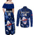 Custom Samoa Rugby Couples Matching Off Shoulder Maxi Dress and Long Sleeve Button Shirts Manu Samoa Ula Fala Dabbing Ball Polynesian Blue Version - Wonder Print Shop