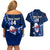 Custom Samoa Rugby Couples Matching Off Shoulder Short Dress and Hawaiian Shirt Manu Samoa Ula Fala Dabbing Ball Polynesian Blue Version - Wonder Print Shop