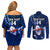 Custom Samoa Rugby Couples Matching Off Shoulder Short Dress and Long Sleeve Button Shirts Manu Samoa Ula Fala Dabbing Ball Polynesian Blue Version - Wonder Print Shop