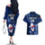 Custom Samoa Rugby Couples Matching Off The Shoulder Long Sleeve Dress and Hawaiian Shirt Manu Samoa Ula Fala Dabbing Ball Polynesian Blue Version - Wonder Print Shop
