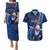 Custom Samoa Rugby Couples Matching Puletasi Dress and Hawaiian Shirt Manu Samoa Ula Fala Dabbing Ball Polynesian Blue Version - Wonder Print Shop