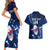 Custom Samoa Rugby Couples Matching Short Sleeve Bodycon Dress and Hawaiian Shirt Manu Samoa Ula Fala Dabbing Ball Polynesian Blue Version - Wonder Print Shop