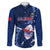 Custom Samoa Rugby Family Matching Long Sleeve Bodycon Dress and Hawaiian Shirt Manu Samoa Ula Fala Dabbing Ball Polynesian Blue Version - Wonder Print Shop