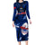 Custom Samoa Rugby Family Matching Long Sleeve Bodycon Dress and Hawaiian Shirt Manu Samoa Ula Fala Dabbing Ball Polynesian Blue Version - Wonder Print Shop