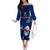 Custom Samoa Rugby Family Matching Off Shoulder Long Sleeve Dress and Hawaiian Shirt Manu Samoa Ula Fala Dabbing Ball Polynesian Blue Version - Wonder Print Shop