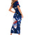 Custom Samoa Rugby Family Matching Short Sleeve Bodycon Dress and Hawaiian Shirt Manu Samoa Ula Fala Dabbing Ball Polynesian Blue Version - Wonder Print Shop