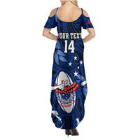 Custom Samoa Rugby Family Matching Summer Maxi Dress and Hawaiian Shirt Manu Samoa Ula Fala Dabbing Ball Polynesian Blue Version - Wonder Print Shop