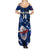 Custom Samoa Rugby Family Matching Summer Maxi Dress and Hawaiian Shirt Manu Samoa Ula Fala Dabbing Ball Polynesian Blue Version - Wonder Print Shop