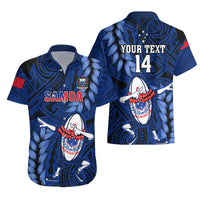 Custom Samoa Rugby Hawaiian Shirt Manu Samoa Ula Fala Dabbing Ball Polynesian Blue Version - Wonder Print Shop