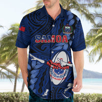 Custom Samoa Rugby Hawaiian Shirt Manu Samoa Ula Fala Dabbing Ball Polynesian Blue Version - Wonder Print Shop