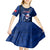 Custom Samoa Rugby Kid Short Sleeve Dress Manu Samoa Ula Fala Dabbing Ball Polynesian Blue Version - Wonder Print Shop
