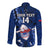 Custom Samoa Rugby Long Sleeve Button Shirt Manu Samoa Ula Fala Dabbing Ball Polynesian Blue Version - Wonder Print Shop