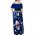Custom Samoa Rugby Off Shoulder Maxi Dress Manu Samoa Ula Fala Dabbing Ball Polynesian Blue Version - Wonder Print Shop