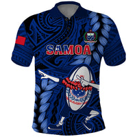 Custom Samoa Rugby Polo Shirt Manu Samoa Ula Fala Dabbing Ball Polynesian Blue Version - Wonder Print Shop