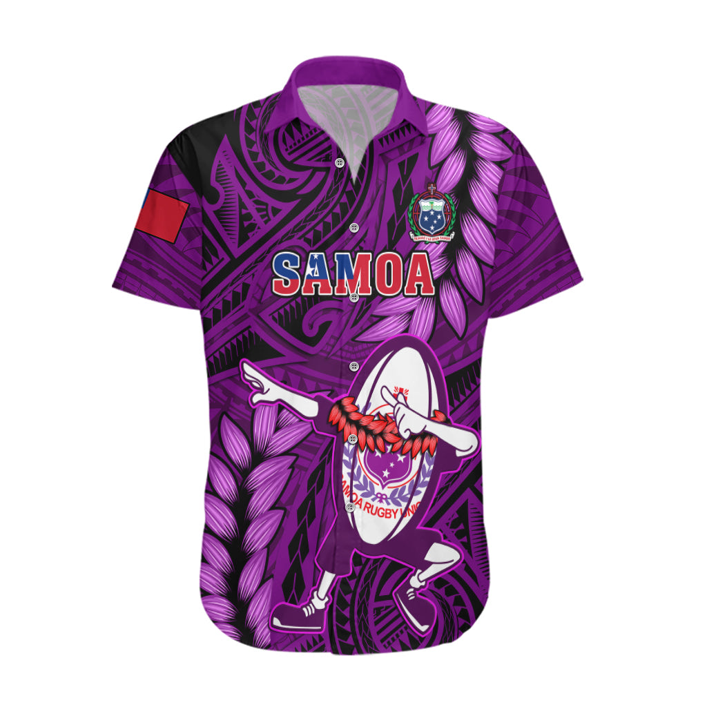 Samoa Rugby Hawaiian Shirt Manu Samoa Ula Fala Dabbing Ball Polynesian Purple Version - Wonder Print Shop
