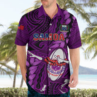 Samoa Rugby Hawaiian Shirt Manu Samoa Ula Fala Dabbing Ball Polynesian Purple Version - Wonder Print Shop