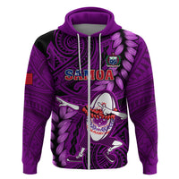 Samoa Rugby Hoodie Manu Samoa Ula Fala Dabbing Ball Polynesian Purple Version - Wonder Print Shop